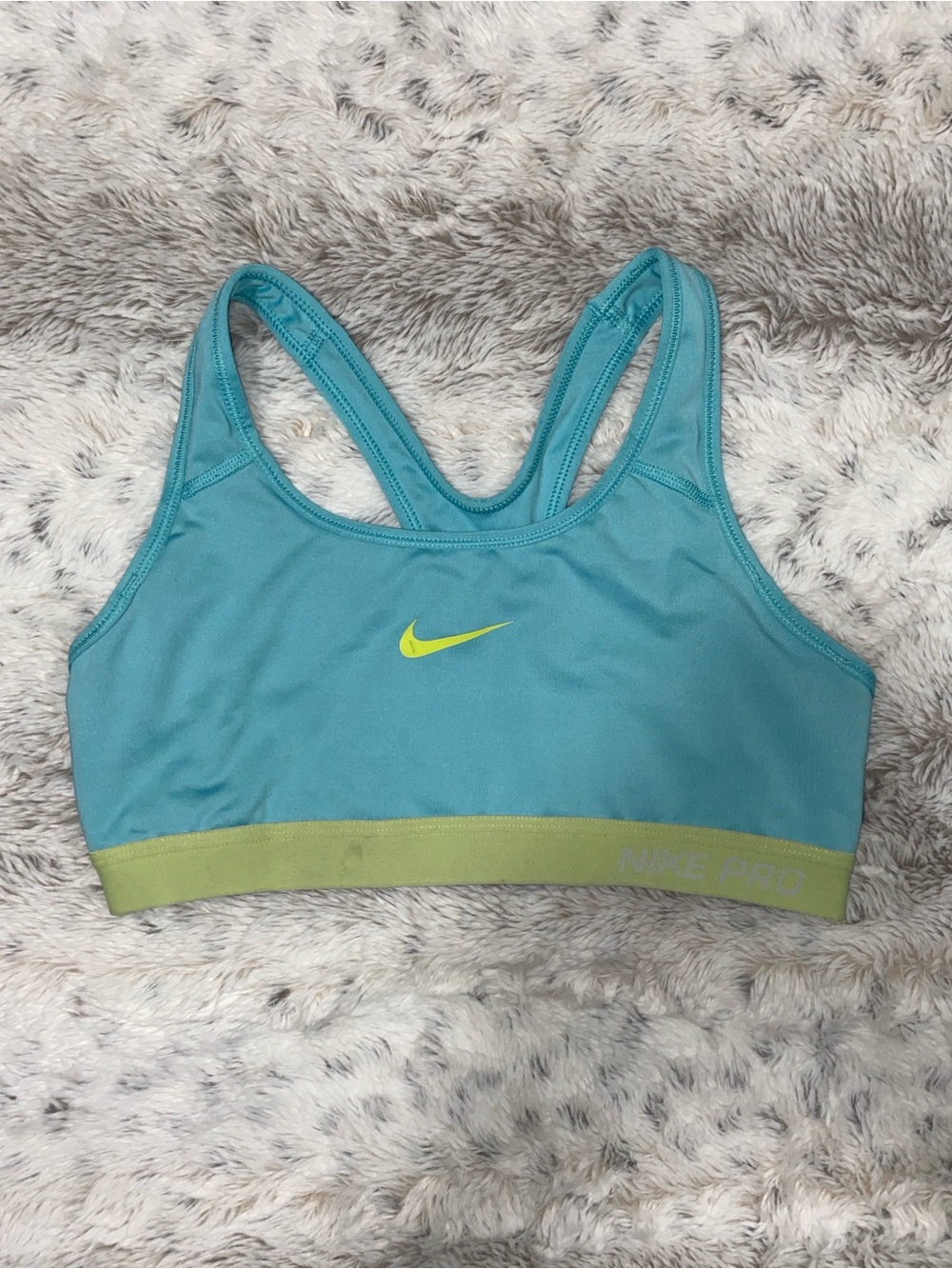 Nike Teal Sports Bra with Neon Yellow Band